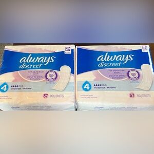 Always Discreet Pads For Sensitive Skin 4 Drop Moderate Regular Length X 2 Packs